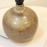 Large lamp signed JB in vintage beige stoneware 1970s ribbon lampshade 70s bohemian chic