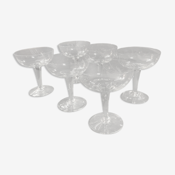 6 crystal champagne glasses