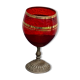 Red glass cut on vintage chiseled brass copper base