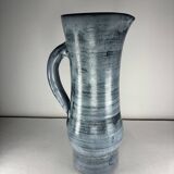 Blue ceramic pitcher Jacques Pouchain Dieulefit France 1960