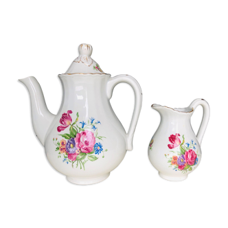 Keller & Guérin Lunéville ceramic teapot and its milk jar