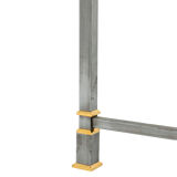 Brushed and gilded metal table, glass tray, 1970s