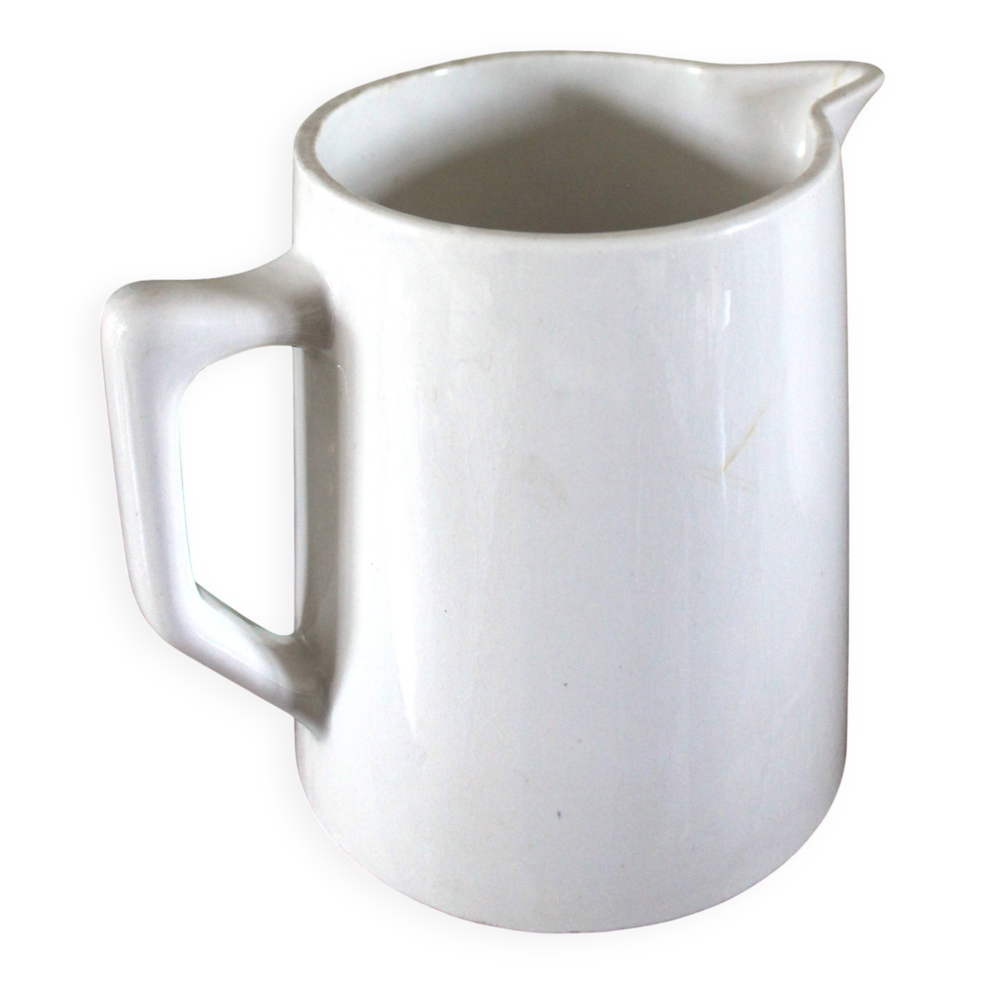 White earthenware pitcher carafe Digoin Sarreguemines