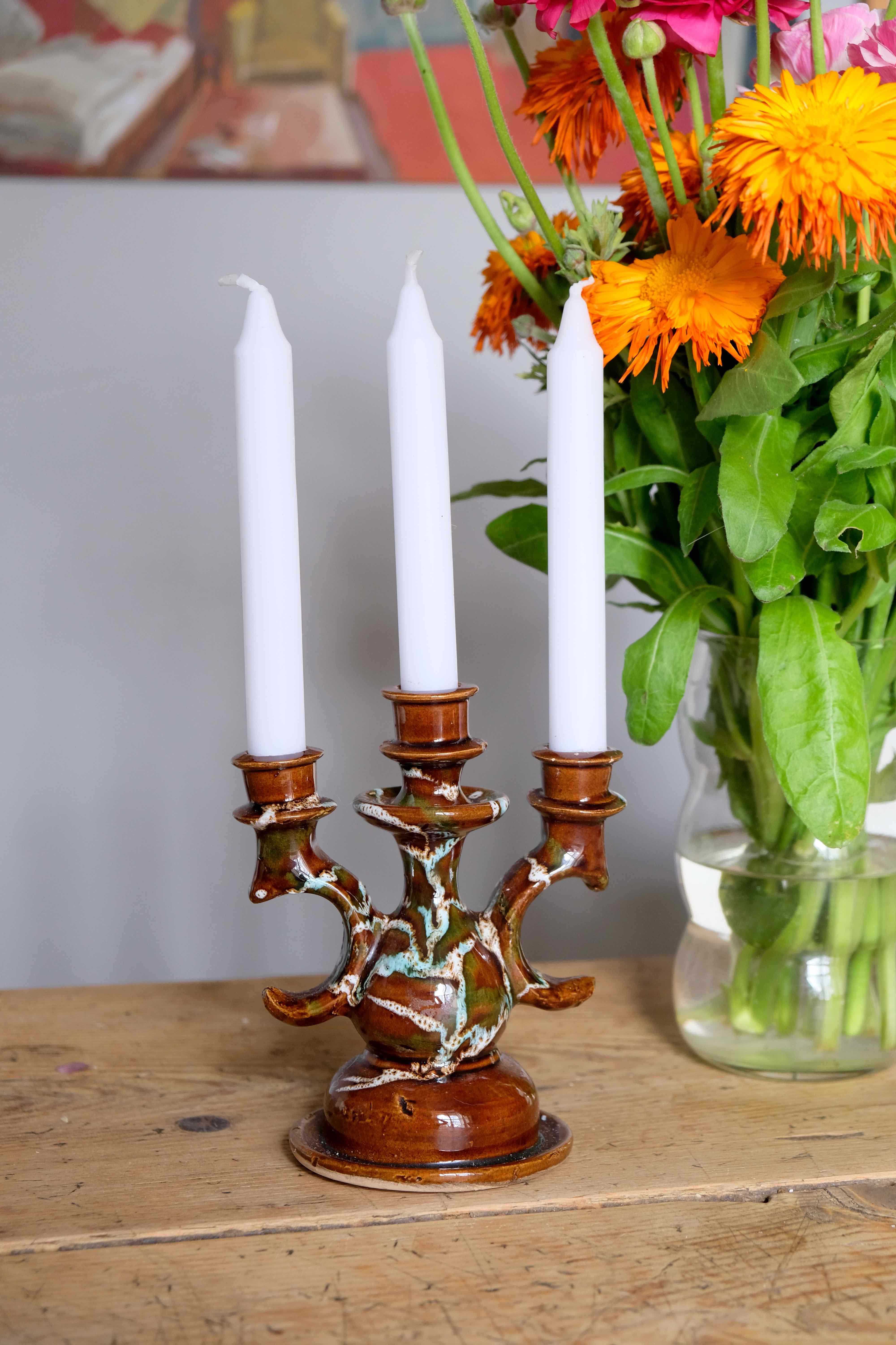 Candlestick three ceramic branches Vallauris the 1950s vintage