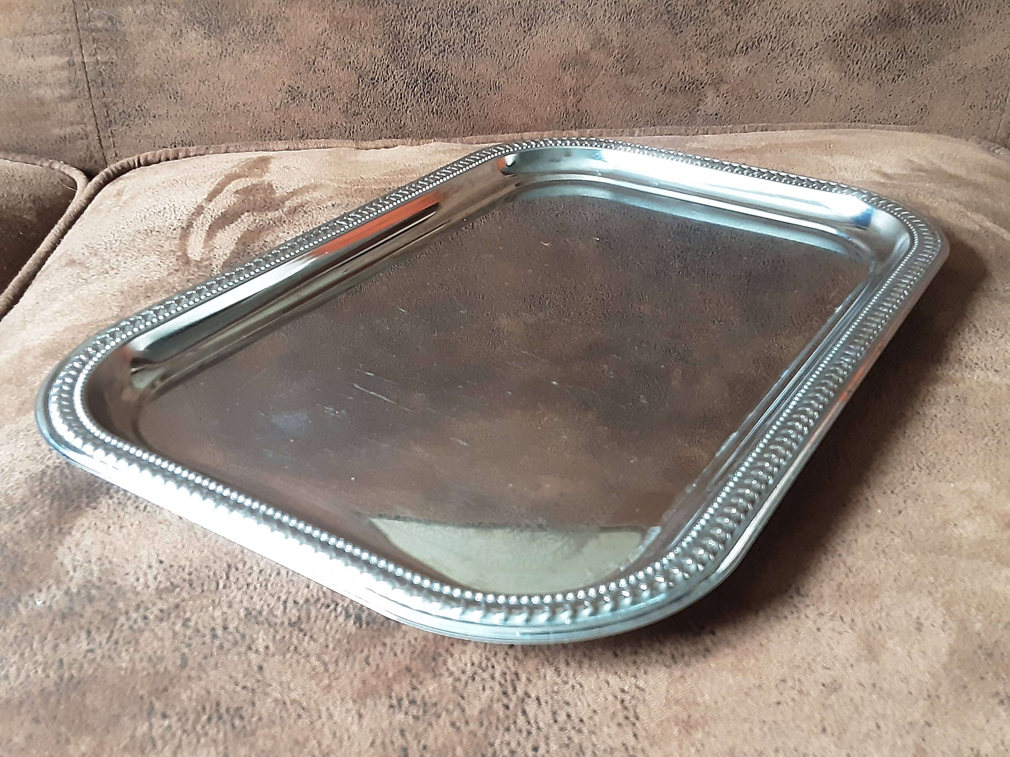 Rectangular stainless steel tray