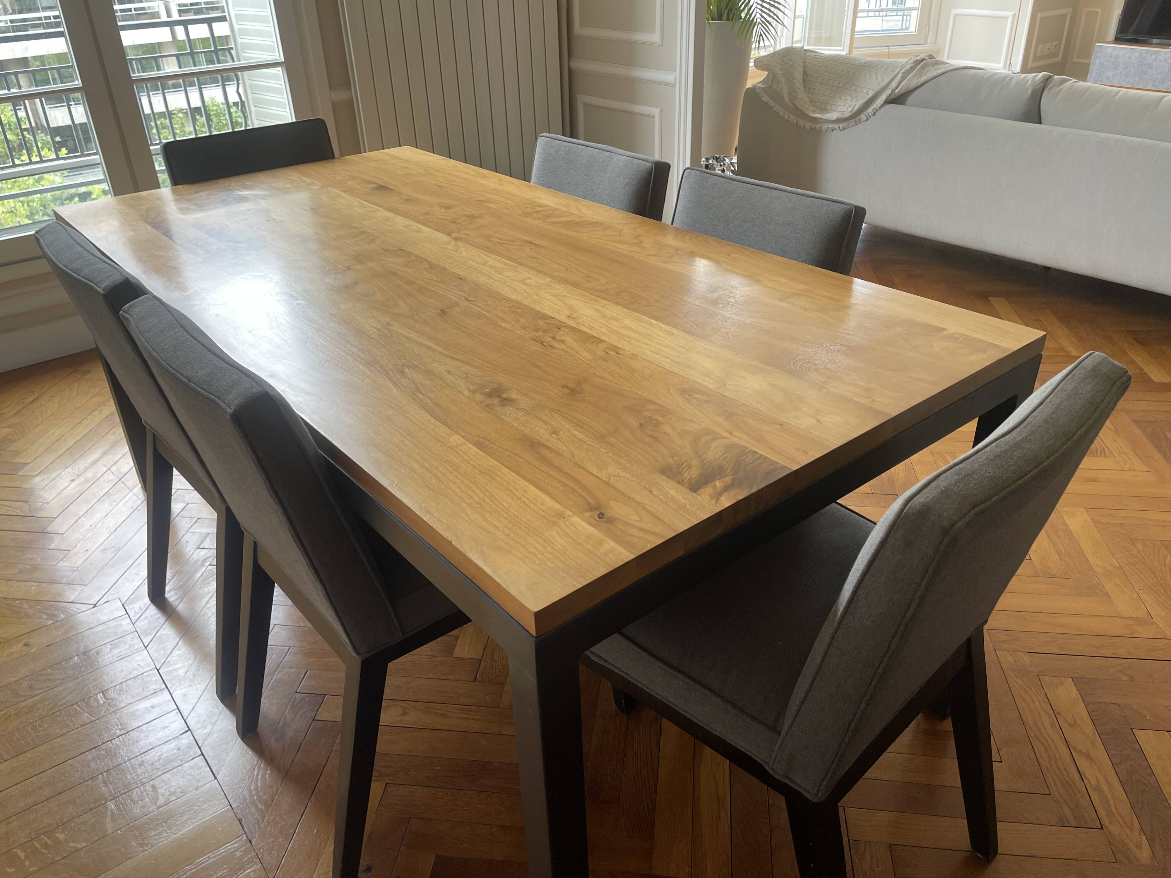 Table room & board parsons – noyer & metal structure – 183 × 91 cm