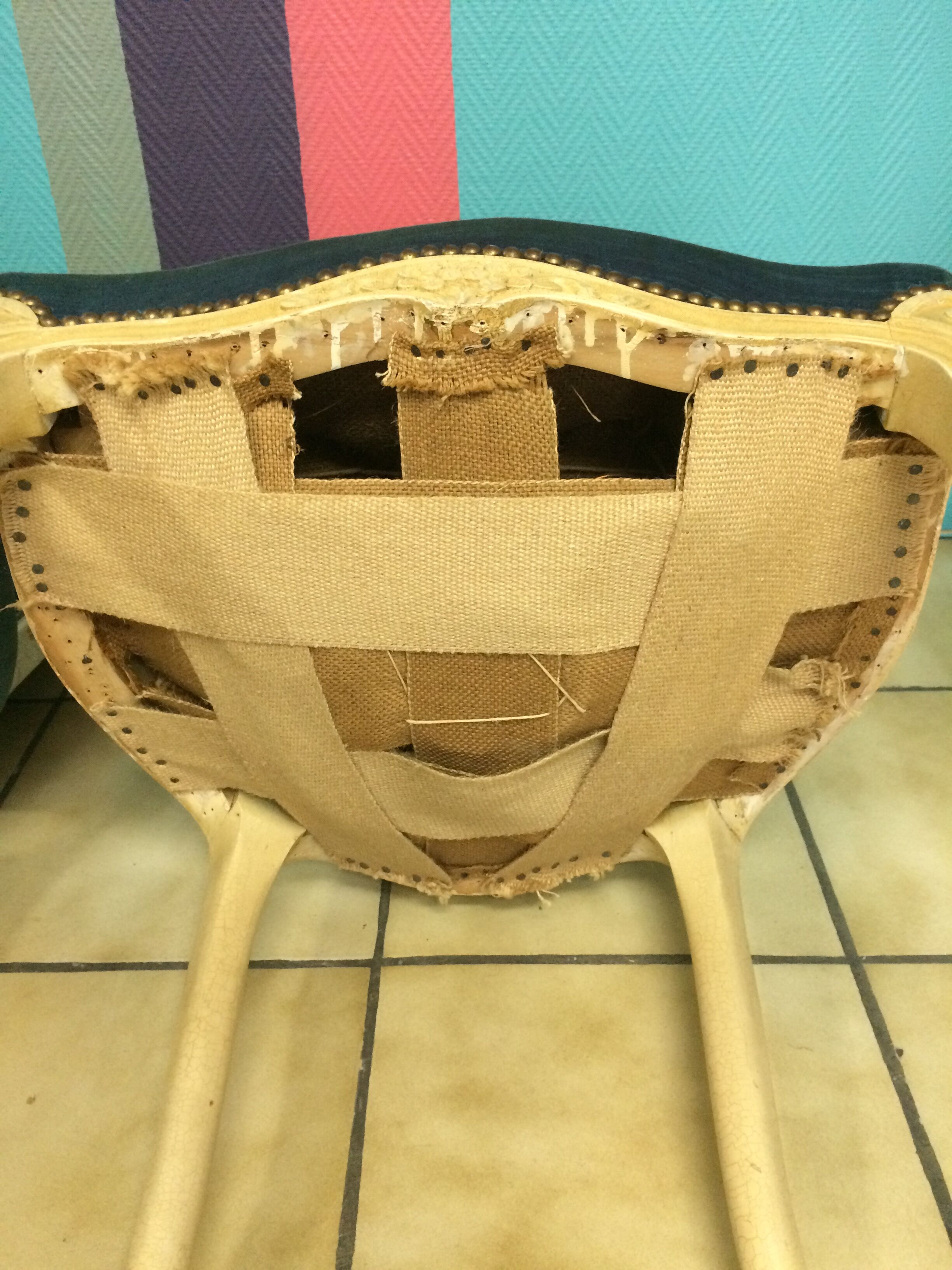 Pair of blue velvet Louis XV chairs