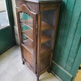 Showcase 1 door with 3 sides walnut windows louis xv style