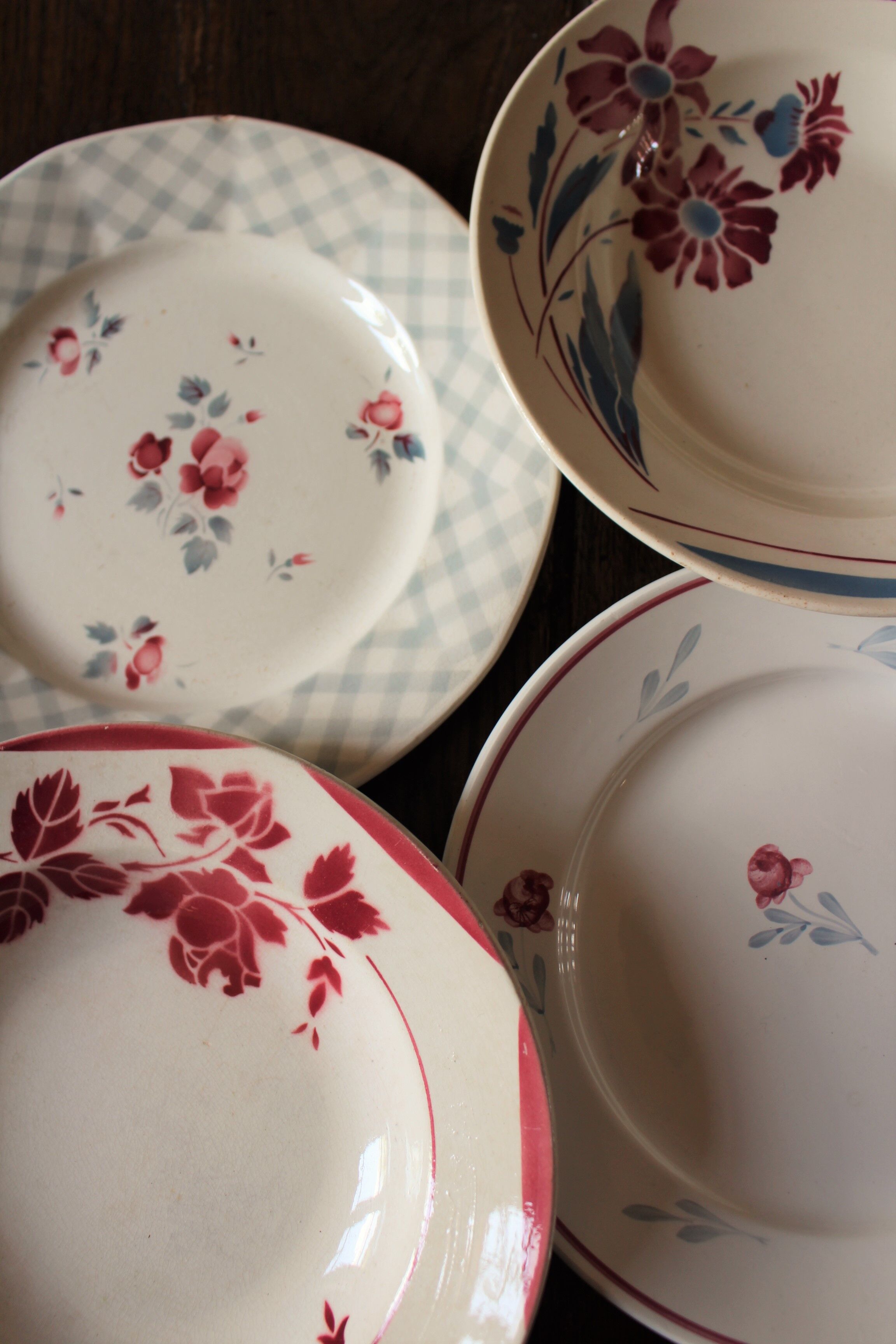 Lot 4 assiettes art deco dépareillé Digoin Sarreguemines badonviller givors bastia valérie
