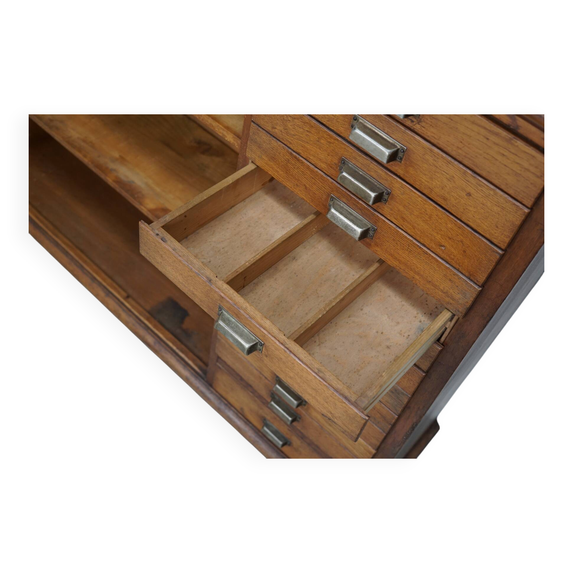 Vintage Dutch Oak Apothecary Sideboard / Filing Cabinet, 1950s