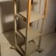 shabby wood side table on wheels