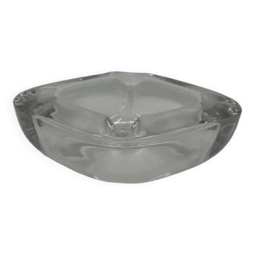 Vintage thick transparent glass ashtray, square shape with rounded corners.