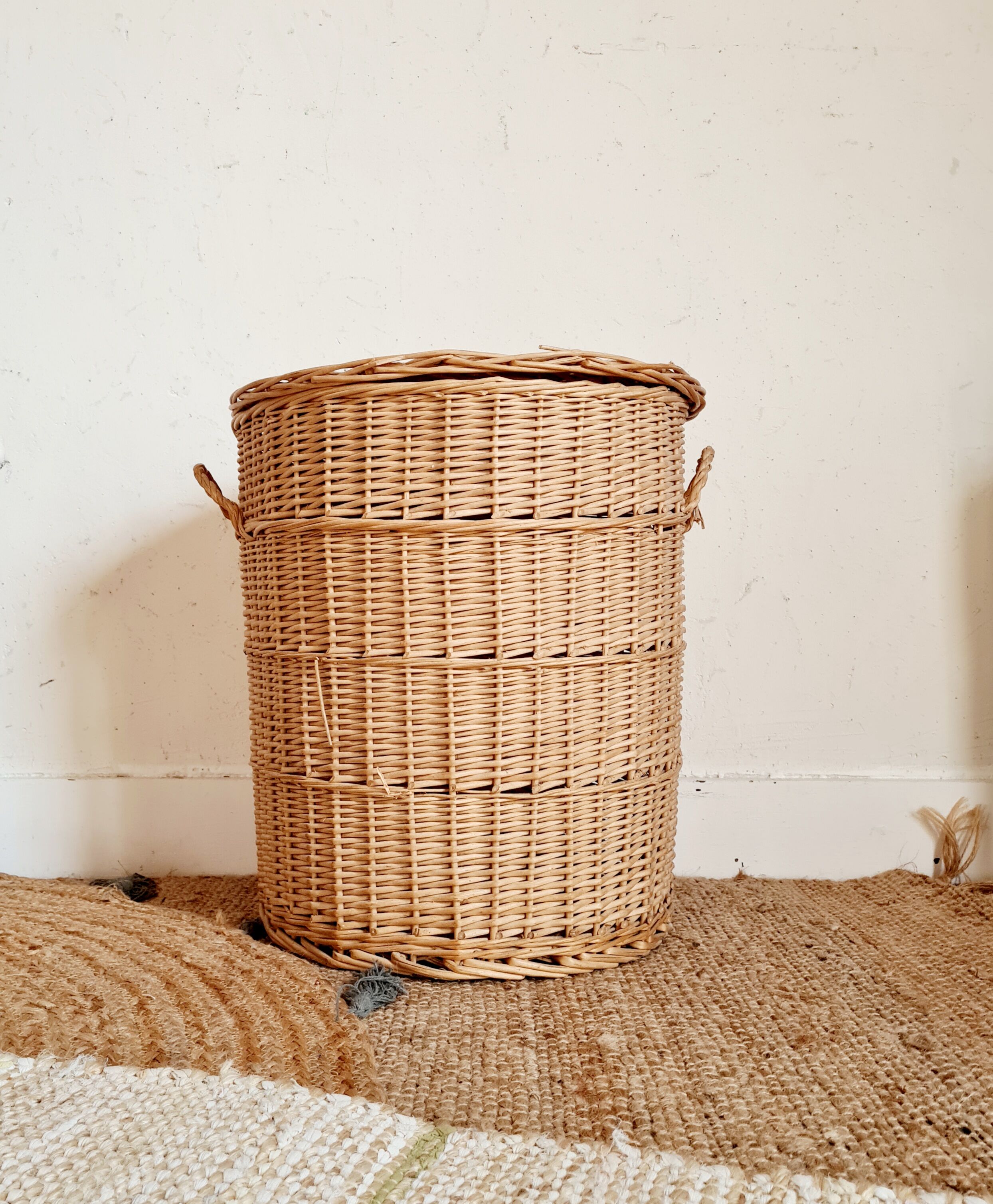 Old rattan laundry basket