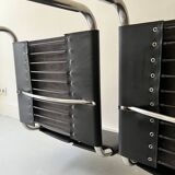 2 B33 chairs in chromed metal and black leather
