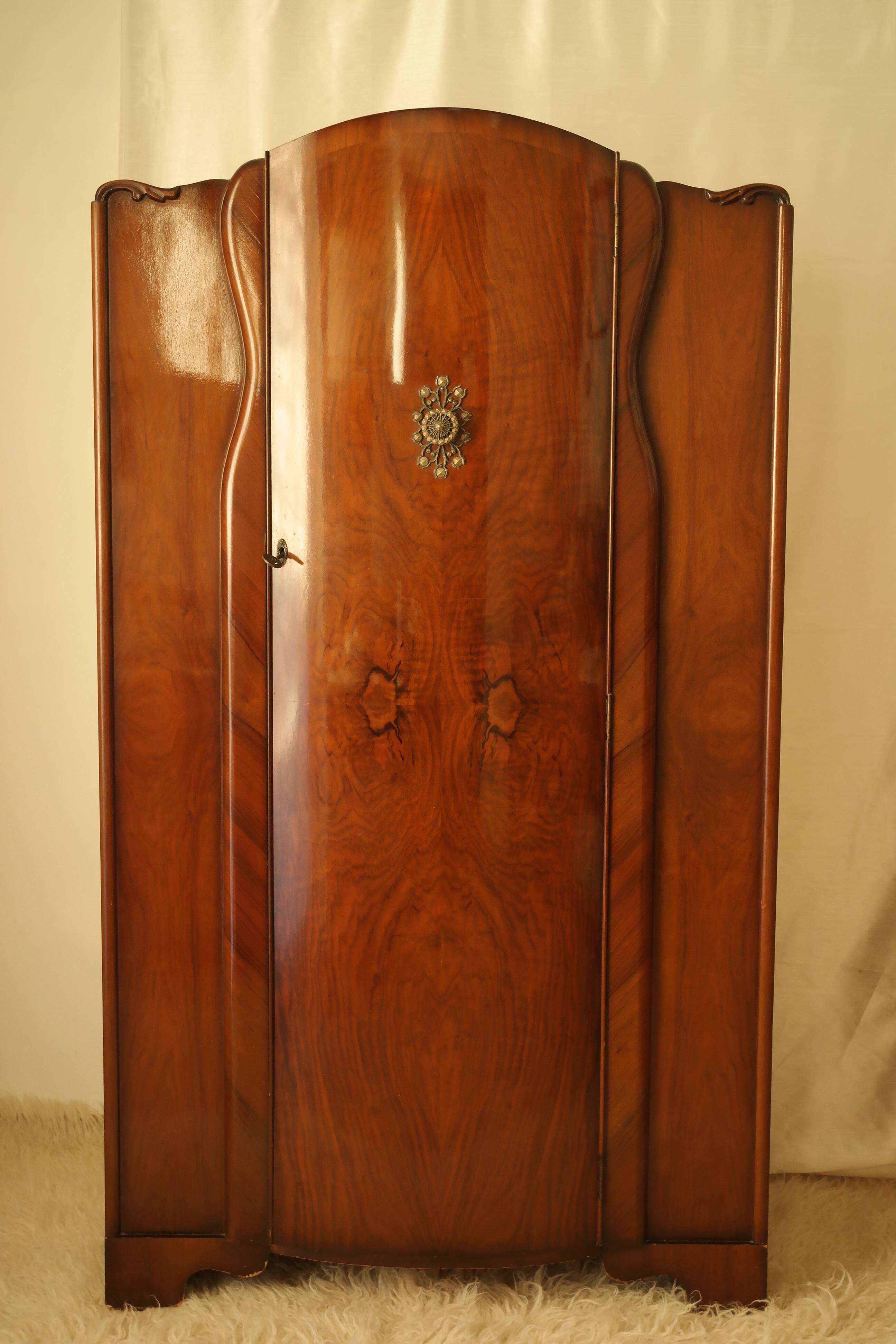English art deco student wardrobe in walnut