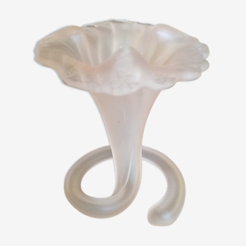 Small corolla vase in frosted glass of murano