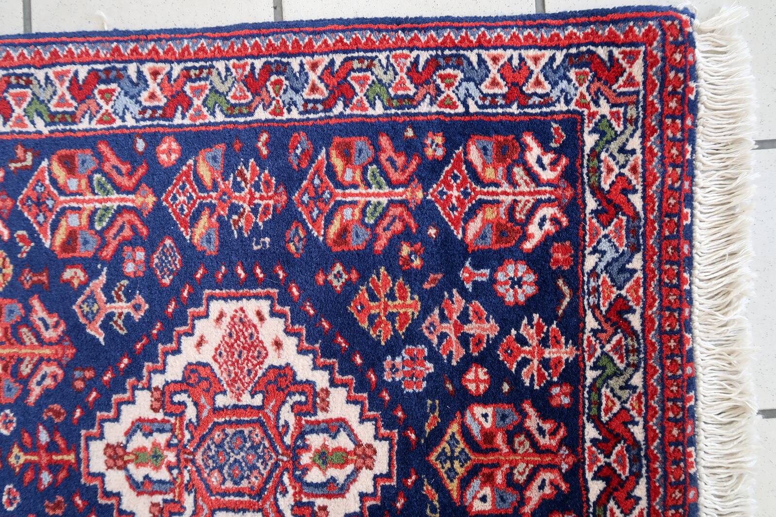 Tapis Vintage Indien Tabriz Fait Main en Laine – Années 1970 – 65 x 168 cm