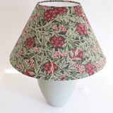 Matte ceramic floor lamp with printed trapezoidal shade