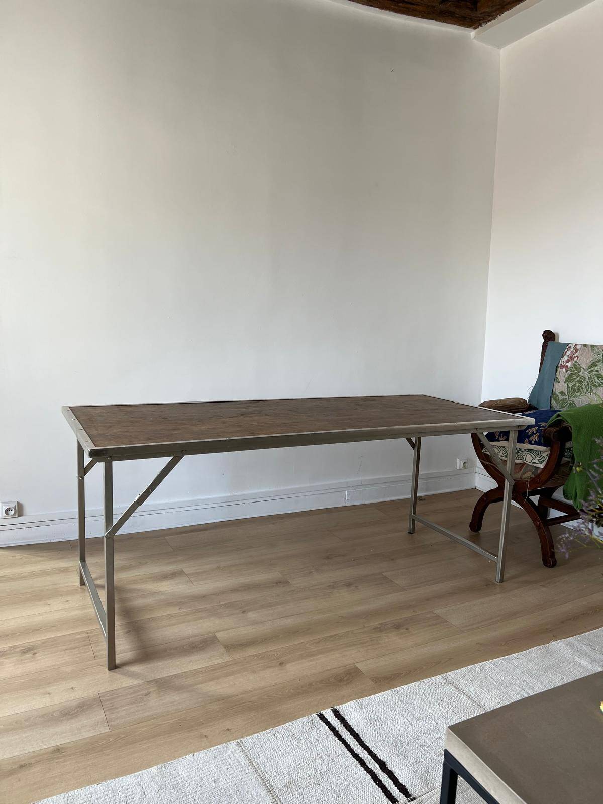 Folding industrial-style dining table