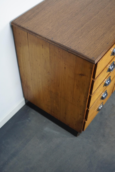 Apothecary cabinet or bank of drawers in oak and German pine mid-twentieth century