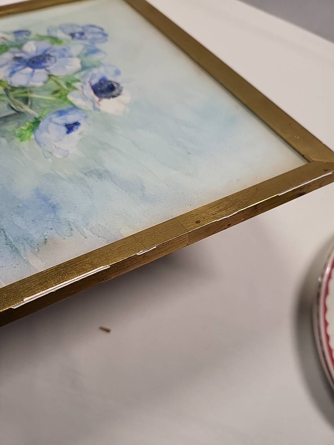 20th-century watercolor painting signed Carré-Tison, Bouquet of blue flowers