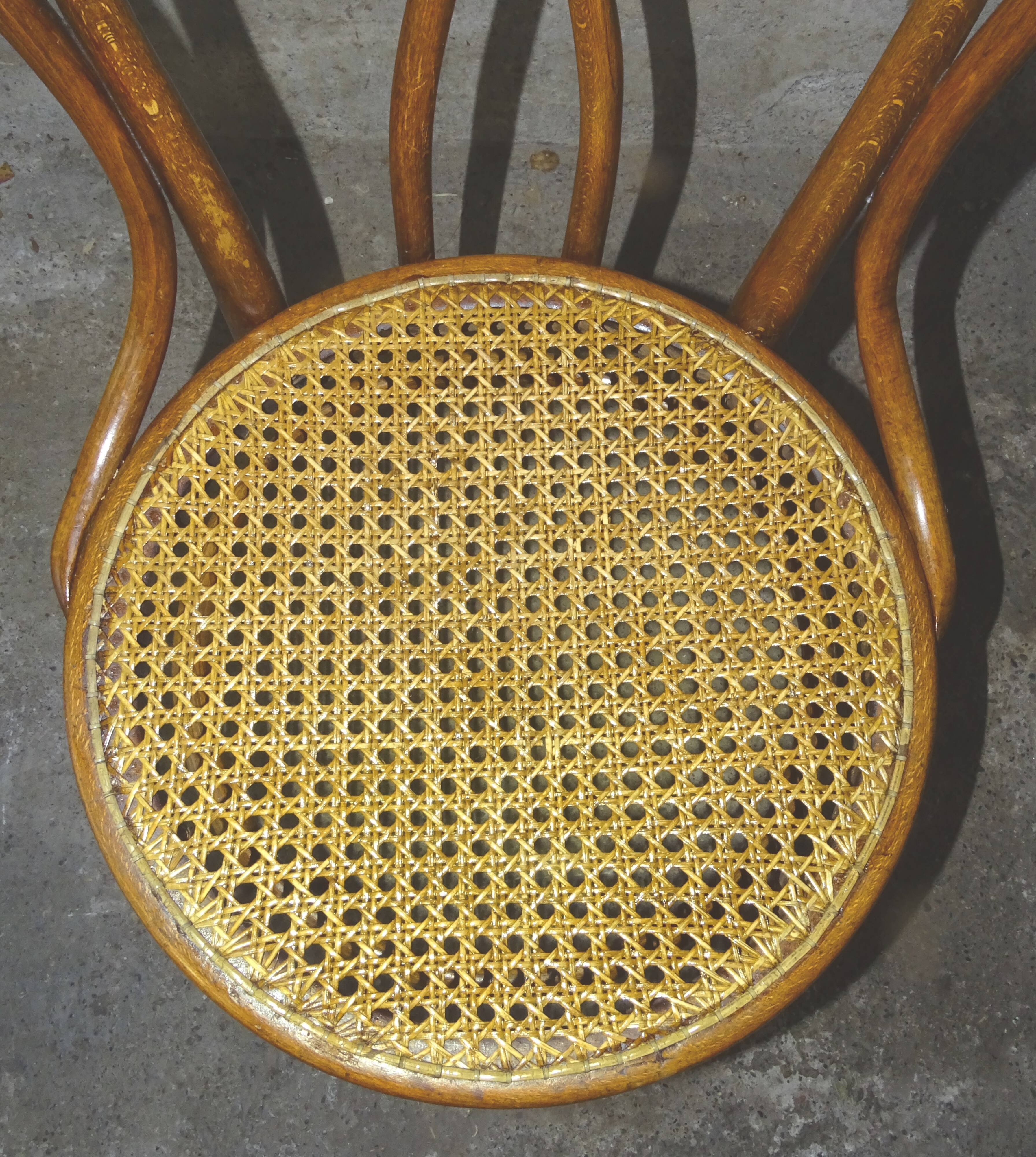 2 engelstuhl bistro chairs from Kohn n°36 around 1900 canned