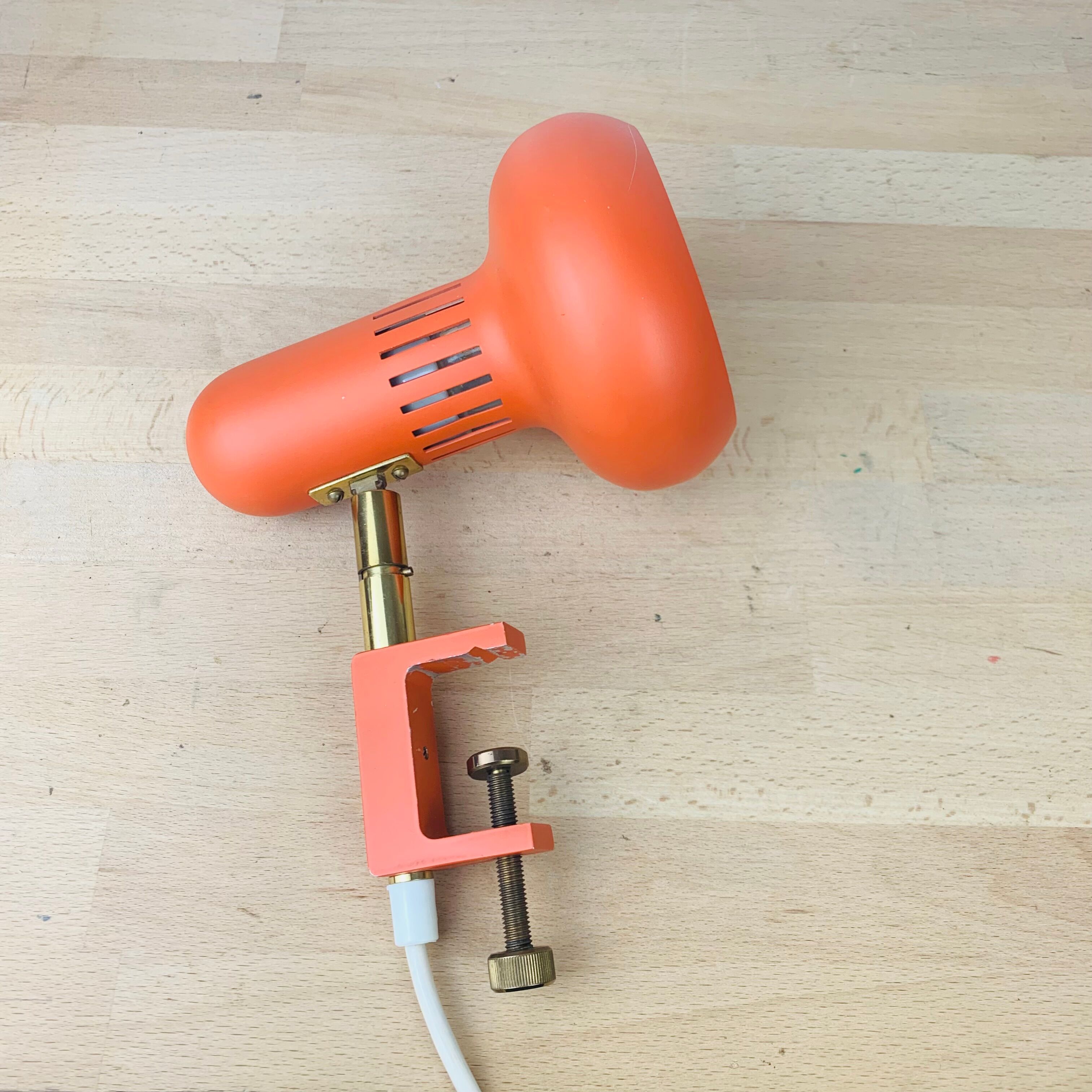 Spot lamp orange clamp 70s space age