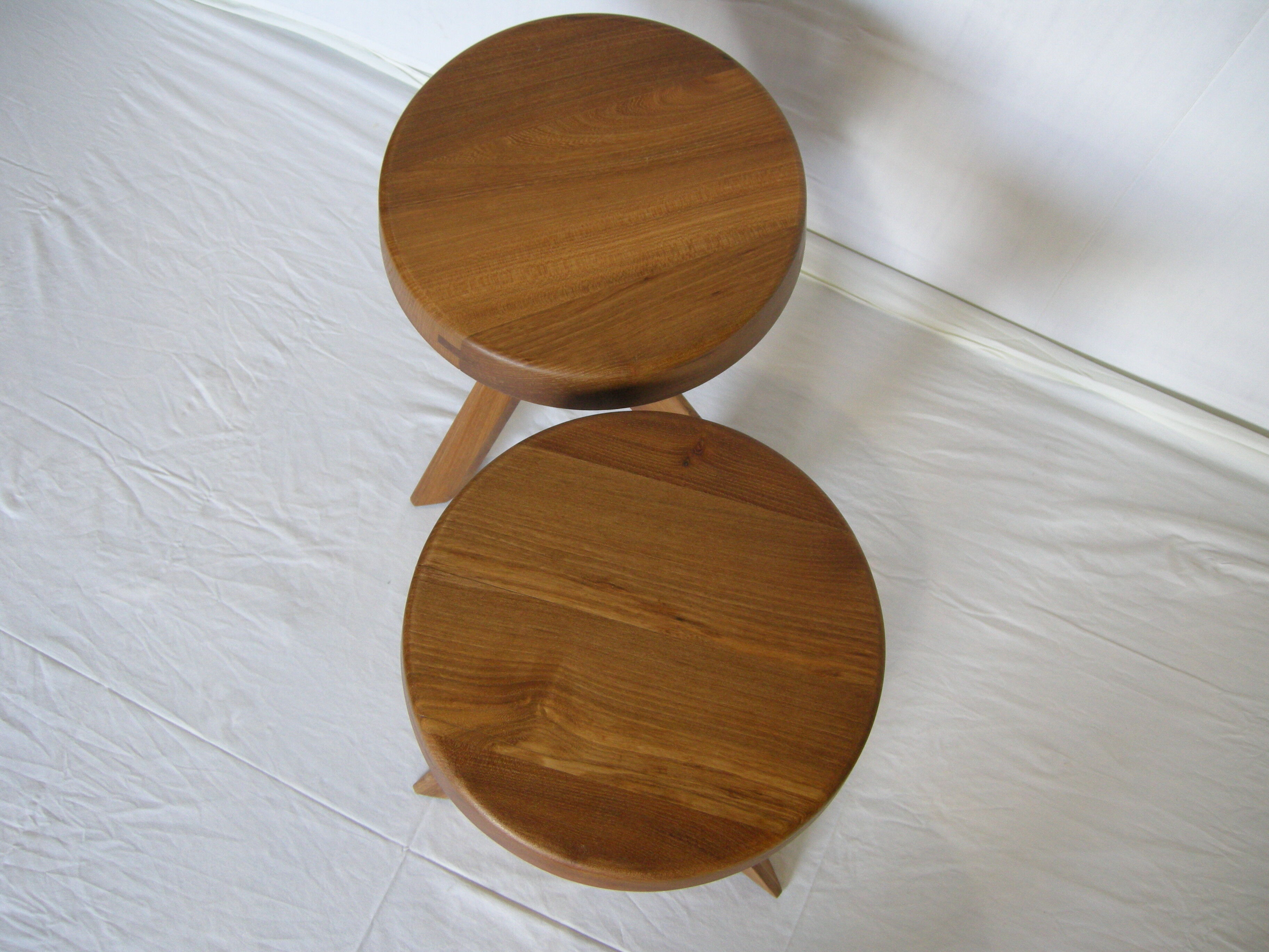 Pair of Pierre Chapo elm stools S31