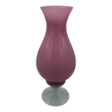 Vintage vase in pink opaline on white foot 36.8 cm