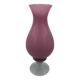 Vase vintage en opaline rose sur pied blanc 36,8 cm