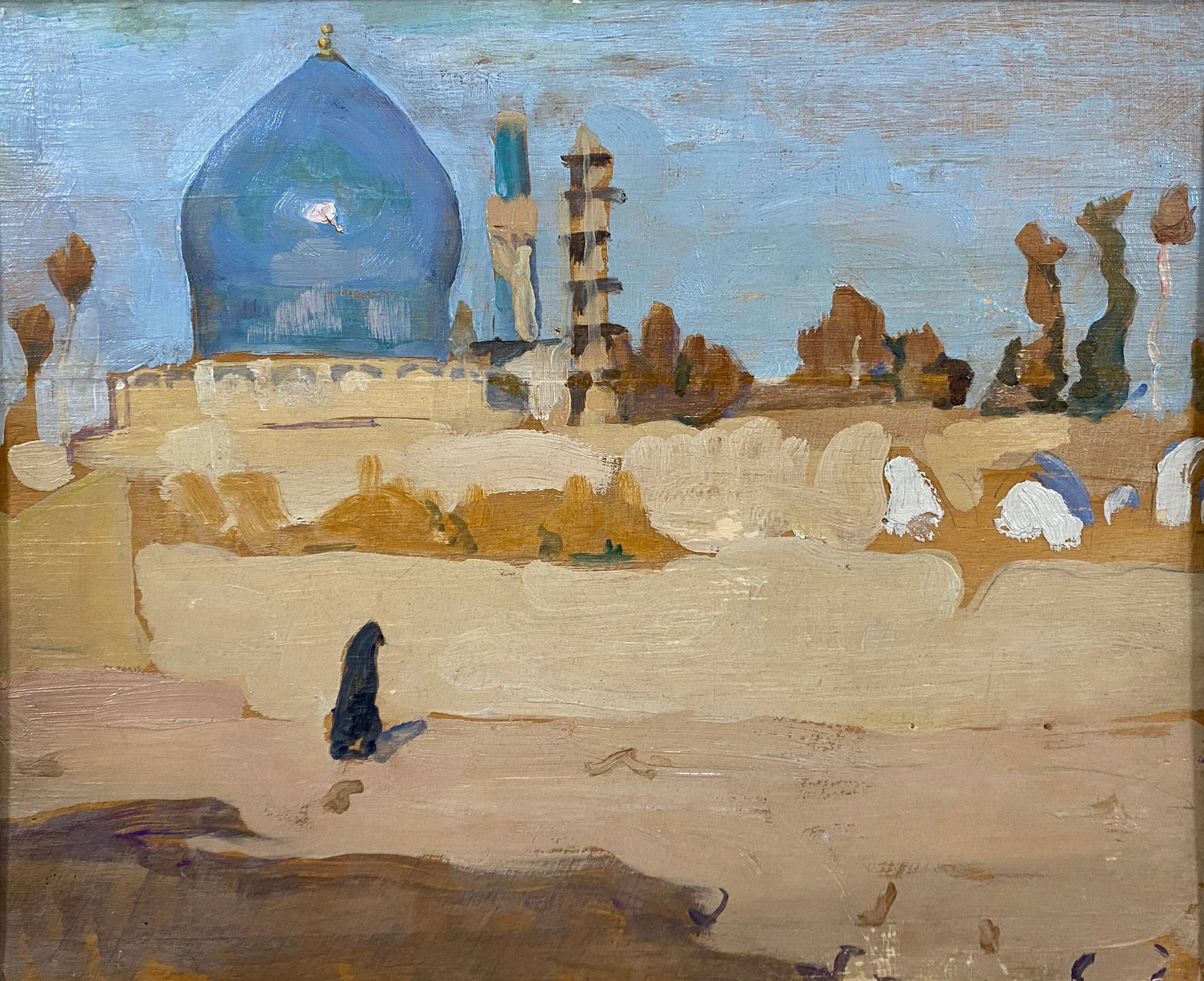 Orientalist painting "The mosque" 30's + Montparnasse frame