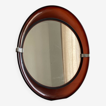 Miroir ovale en chrome et plexiglas