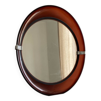 Miroir ovale en chrome et plexiglas