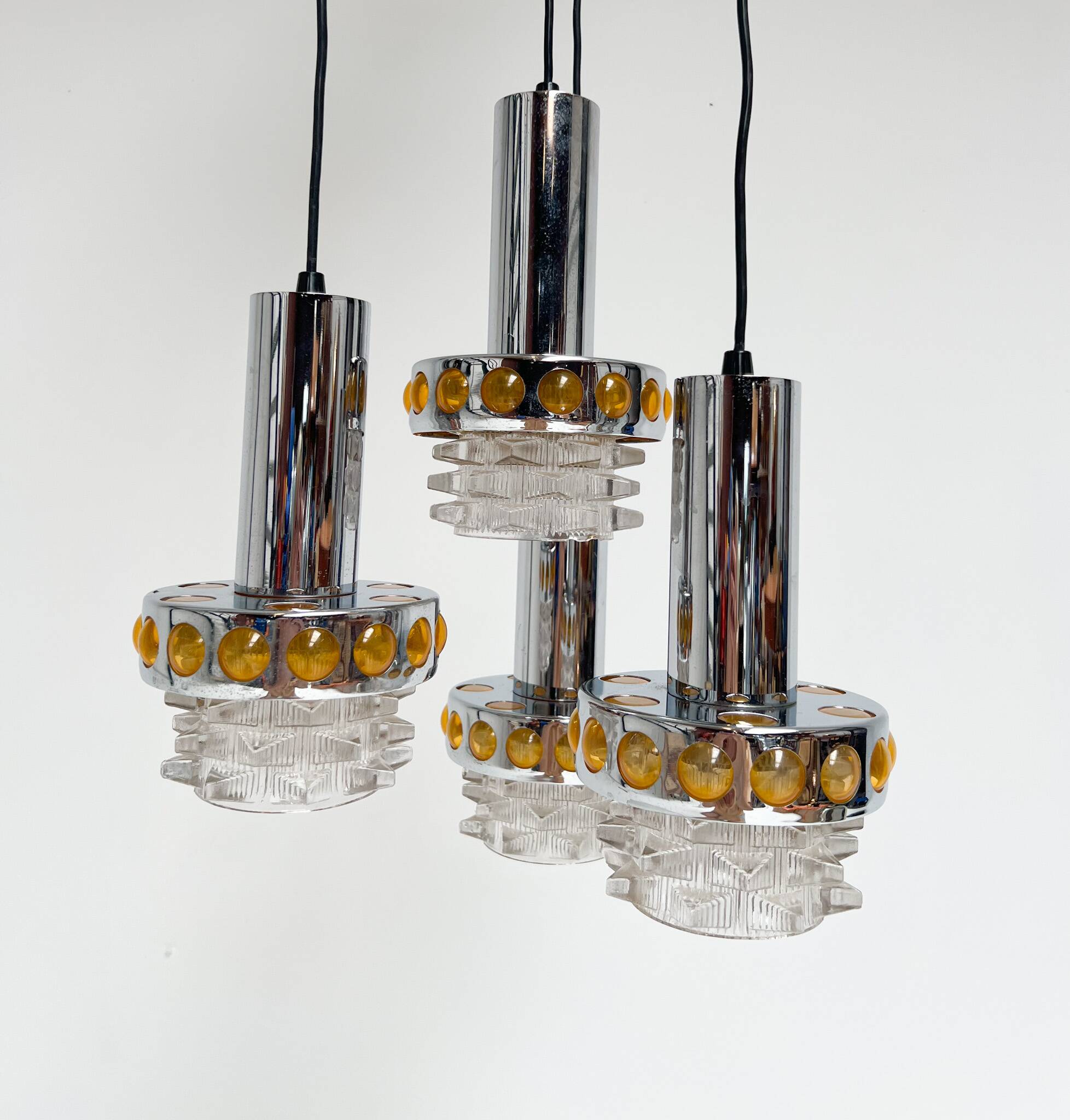 Solid Cascade chandelier with 4 lights, 1970s