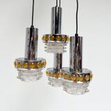 Lustre Cascade massif à 4 lumières, années 1970