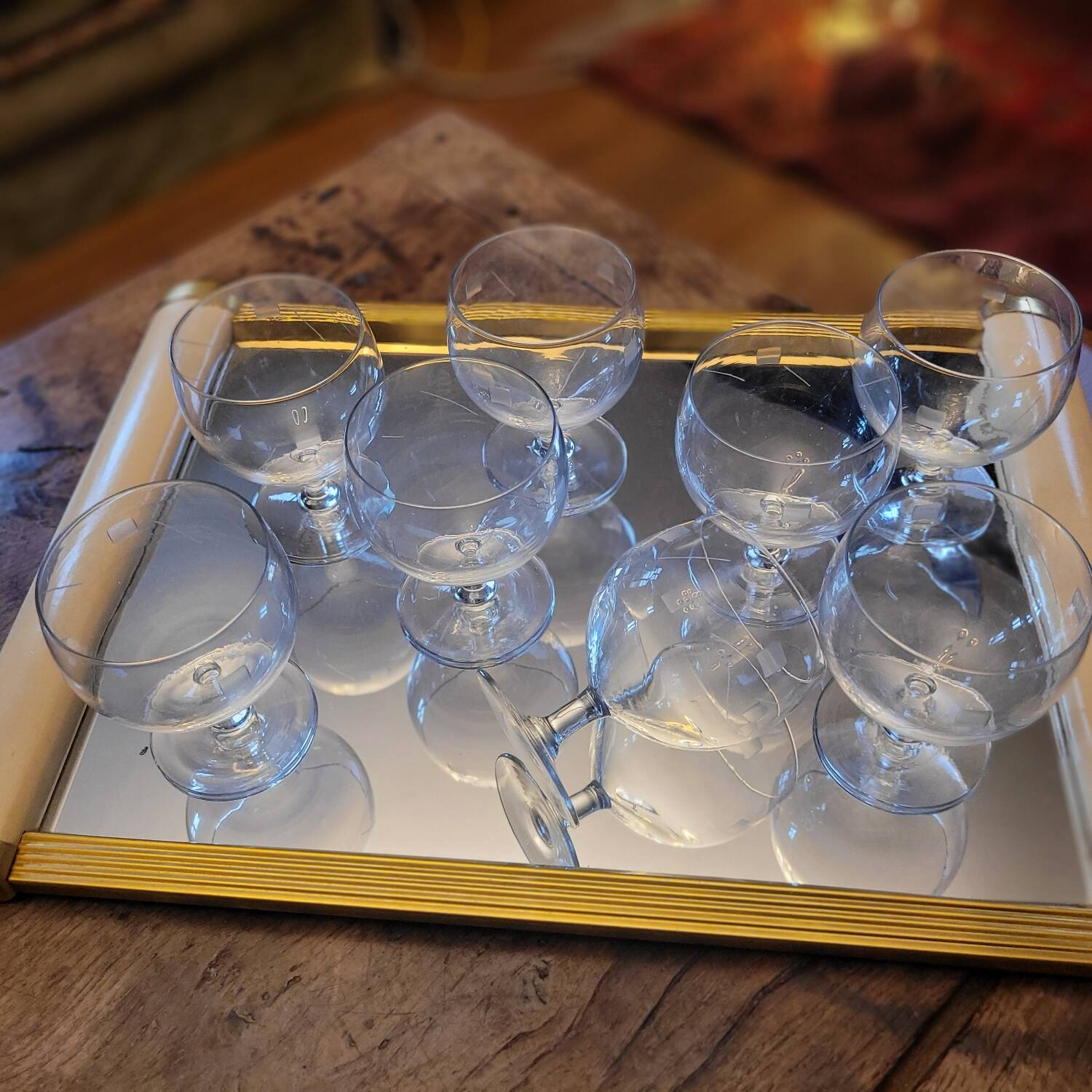 8 cut-glass balloon glasses – 1960s