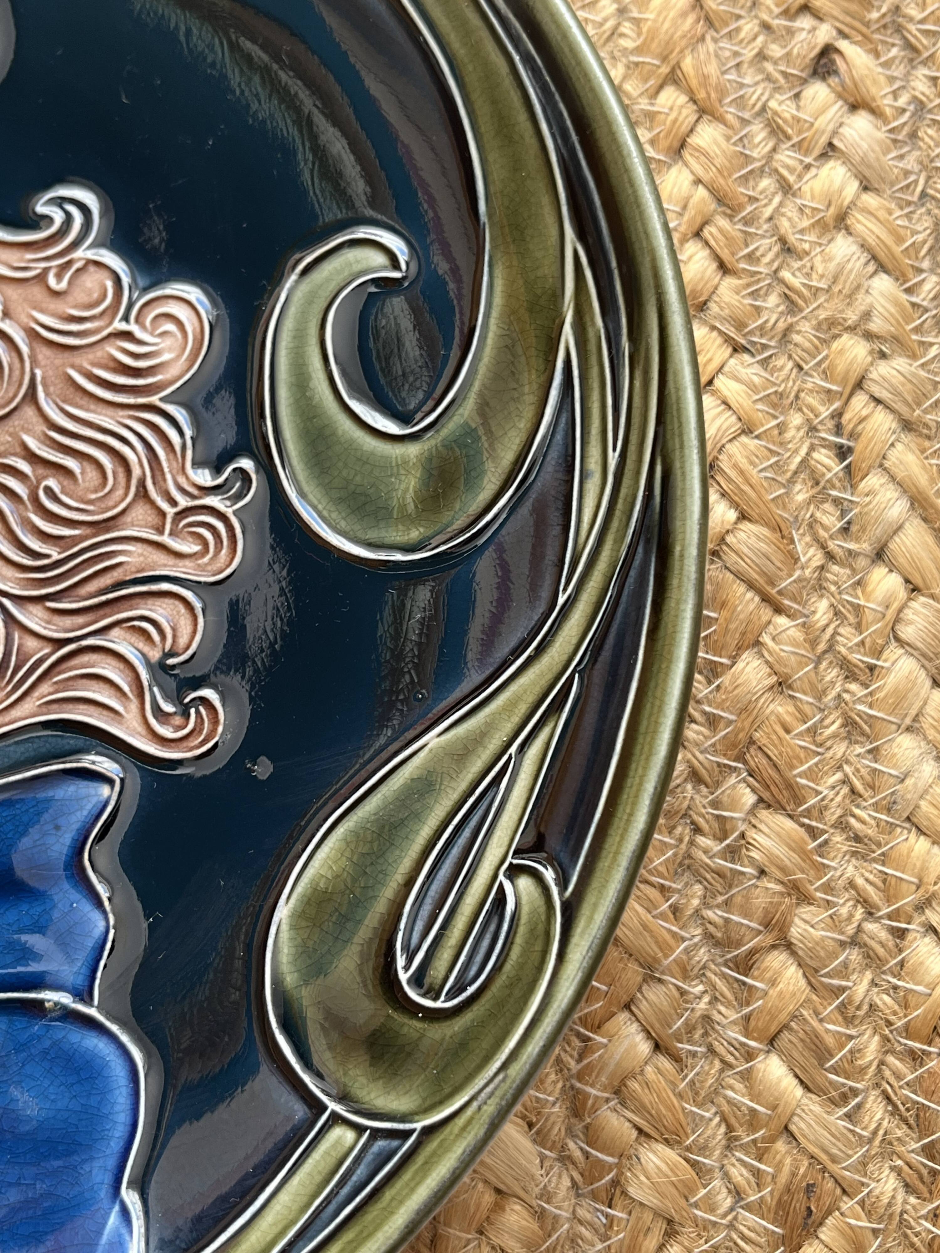 Majolica plate Art Nouveau