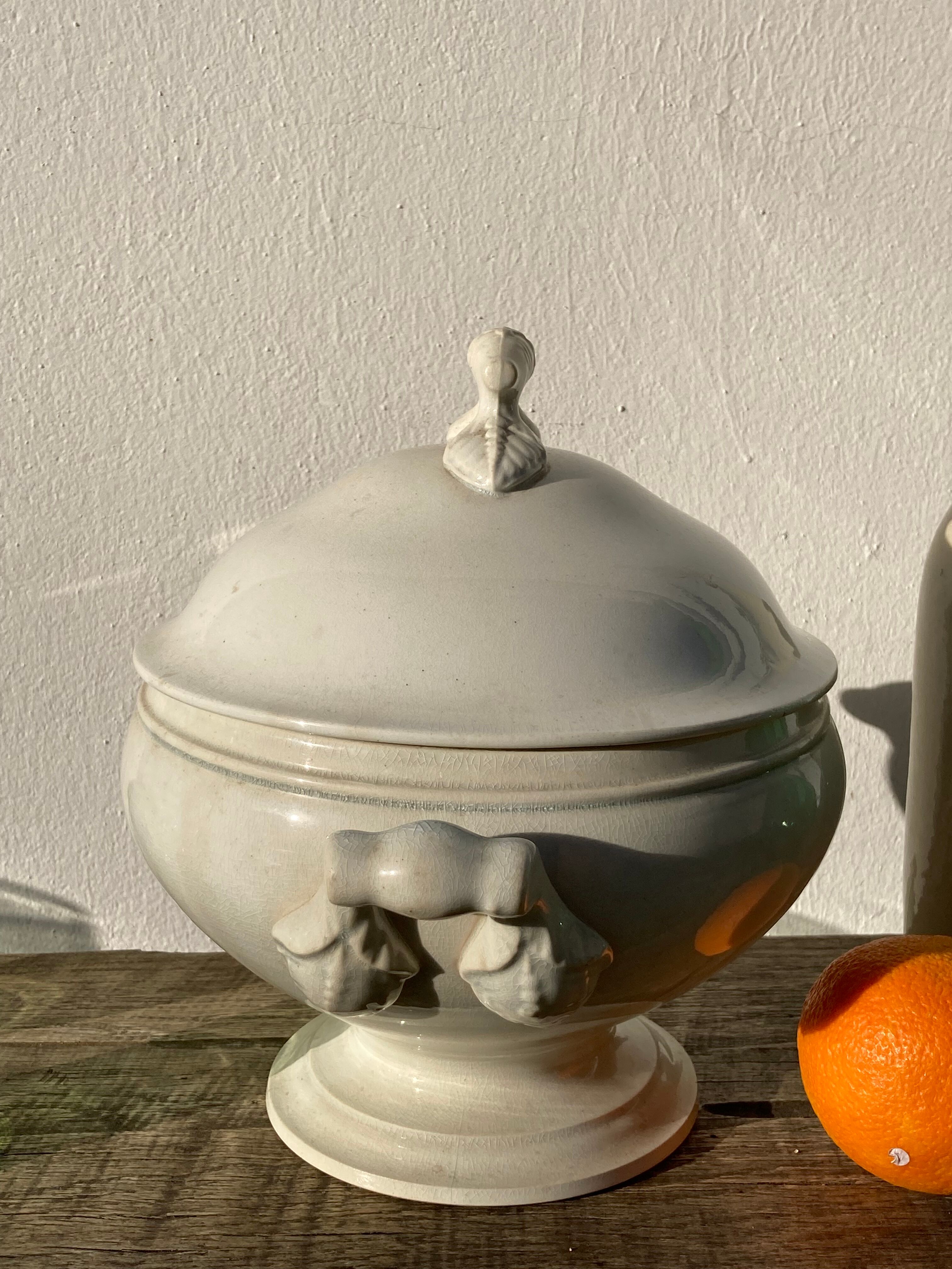 White earthenware tureen from Sarreguemines