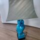Turquoise cracked earthenware owl lamp
