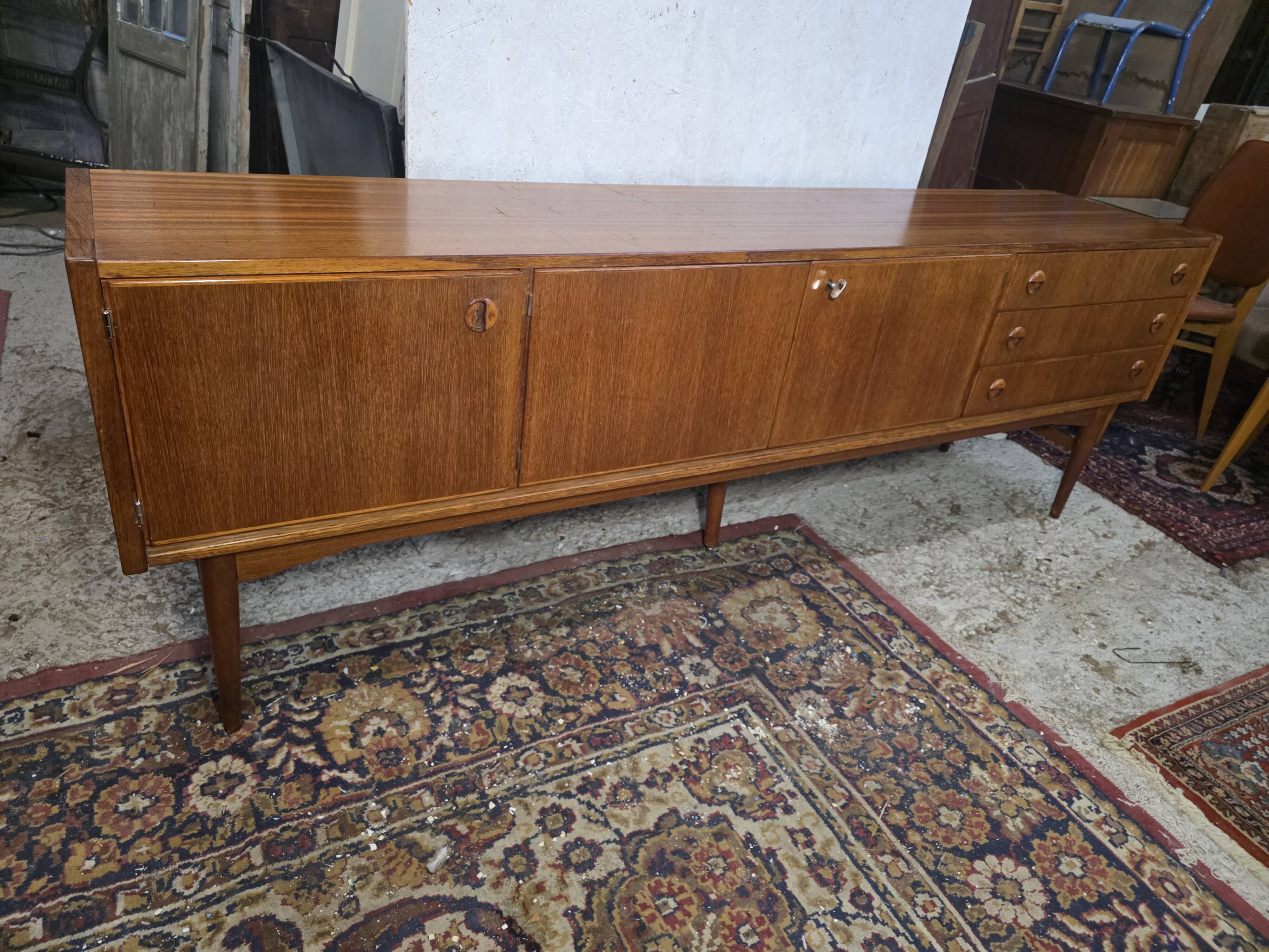 Scandinavian teak enfilade from the 1960s / 222cm in length.