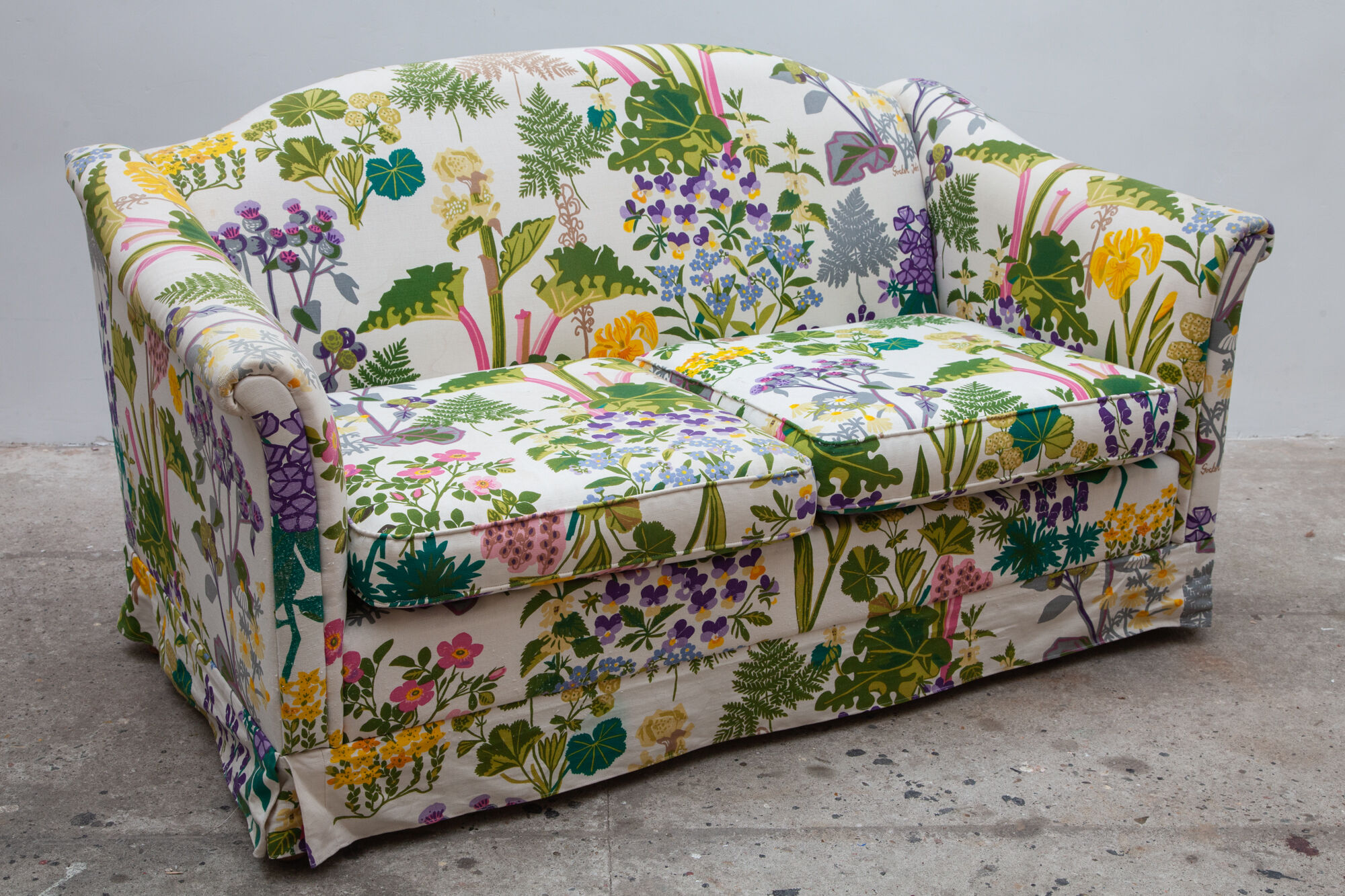 Floral and nature patterned sofa, bench designed by Gocken Jobs, Sweden