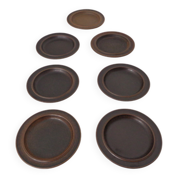 Ruska Plates by Ulla Procope for Arabia, Set of 7, Finland, 1960s, Set of 7