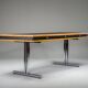 Mid-century modern oak and chrome desk with leather top, 1980s