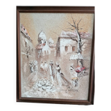 Tableau vintage, représentant une scène de rue