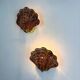 Pair of scalloped rattan wall sconces, 1980s, sourced in Spain