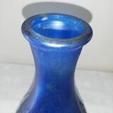 Blue glass bottle, engraved molded
