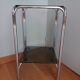 Console end table in chrome metal and smoked glass Space Age