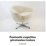 Mid-Century Scandinavian Ivory Swivel Shell Armchair