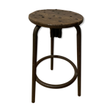Old industrial stool in wood and metal