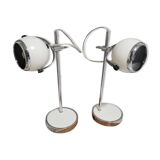 White and chrome metal eye ball lamps